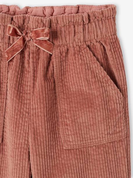 Corduroy Paperbag Trousers for Girls dusky pink+mustard+night blue 