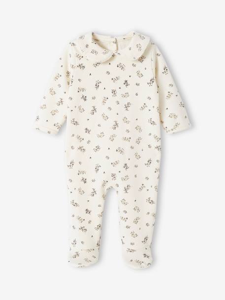Floral Sleepsuit in Fleece for Babies ecru 
