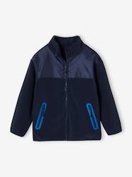 Boys-Cardigans, Jumpers & Sweatshirts-Polar Fleece Jacket with Whale Badge in Relief for Boys