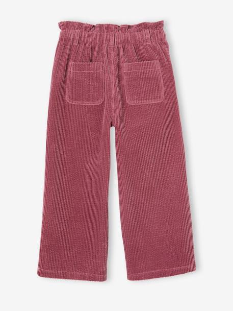 Wide Corduroy Paperbag Trousers for Girls mauve 