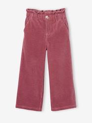 Girls-Wide Corduroy Paperbag Trousers for Girls