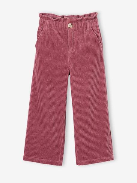 Wide Corduroy Paperbag Trousers for Girls mauve 