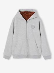 Boys-Cardigans, Jumpers & Sweatshirts-Sweatshirts & Hoodies-Zipped Jacket with Sherpa Lining, for Boys