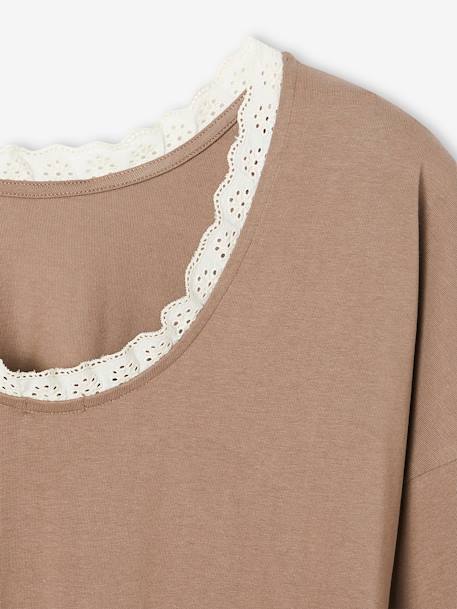 Reversible Top with Lace Trim, for Pregnancy taupe 