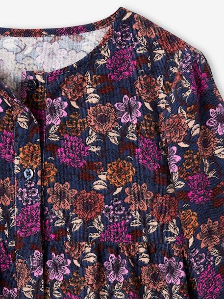 Floral Dress in Corduroy for Girls night blue 