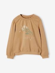 Girls-Cardigans, Jumpers & Sweatshirts-Floral Romantic Sweatshirt, Flatlock Details, for Girls