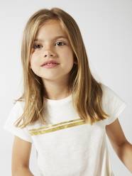 Girls-Tops-T-Shirts-Sports T-Shirt with Iridescent Stripes for Girls