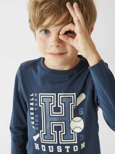Basics Long Sleeve Top with Fun or Graphic Motif for Boys marl beige+navy blue+ochre+white 