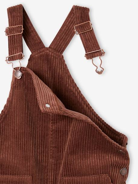 Top + Corduroy Dungaree Dress Outfit for Girls chocolate+night blue 