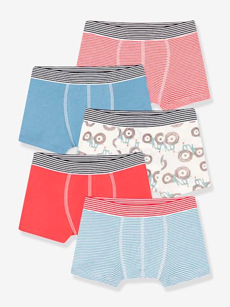Pack of 5 Tractor Boxers in Cotton for Young Boys, PETIT BATEAU multicoloured 