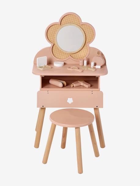 FSC®100% Straw Dressing Table + Accessories, in Certified Wood rose+white 