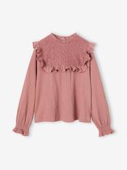 Girls-Tops-Fancy Blouse-Like Top in Textured Fabric, for Girls