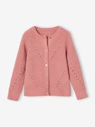 Girls-Cardigans, Jumpers & Sweatshirts-Cardigans-Cardigan in Openwork Chenille Knit for Girls