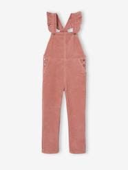 Corduroy Dungarees with Ruffles on Straps for Girls