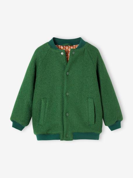 Teddy-Style Jacket in Bouclé Wool for Girls English green 