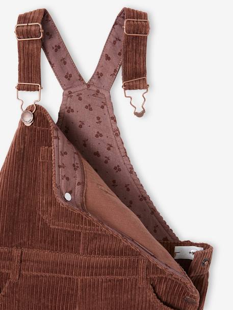Corduroy Dungarees for Girls chocolate+peach 