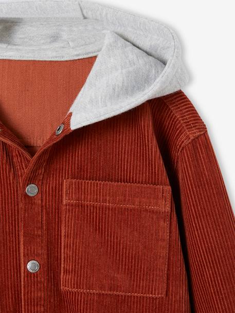 Hooded Velour Shirt, 2-in-1 Effect, for Boys rust 