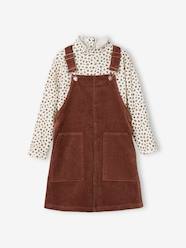 Top + Corduroy Dungaree Dress Outfit for Girls