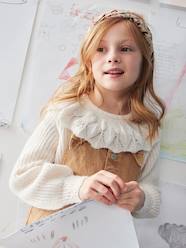 Fancy Jumper with Openwork Collar & Scarf for Girls