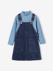 -Top + Corduroy Dungaree Dress Outfit for Girls