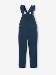 Girls-Dungarees & Playsuits-Corduroy Dungarees with Ruffles on Straps for Girls