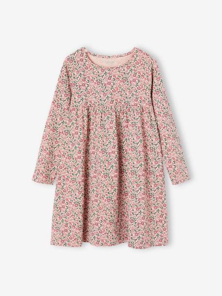 Dress & Jacket Outfit with Floral Print for Girls rosy 