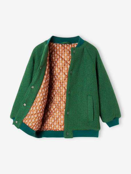 Teddy-Style Jacket in Bouclé Wool for Girls English green 