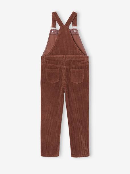 Corduroy Dungarees for Girls chocolate+peach 