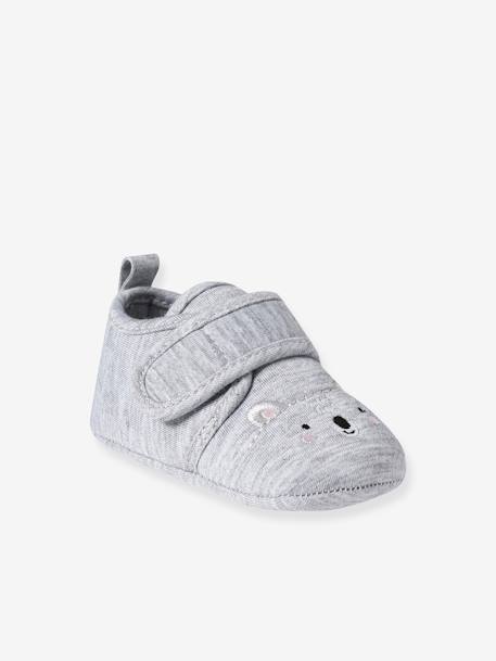Lightweight Indoor Shoes with Hook-and-Loop Strap, for Babies marl grey 