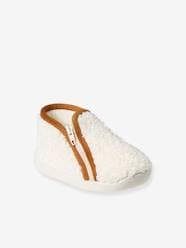 Shoes-Indoor Shoes in Furry Fabric, Made in France, for Babies