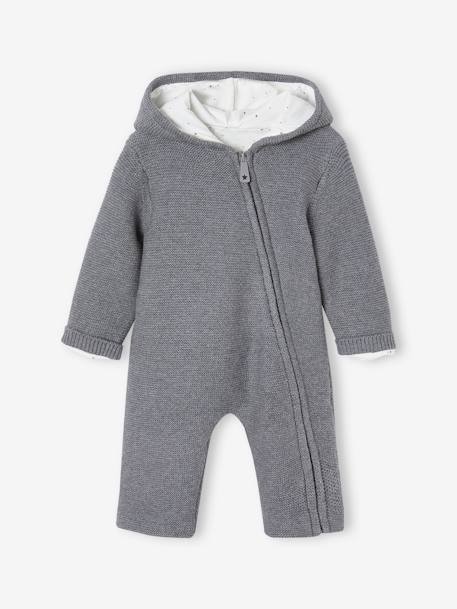 Knitted Lined Jumpsuit for Newborn Babies marl grey 