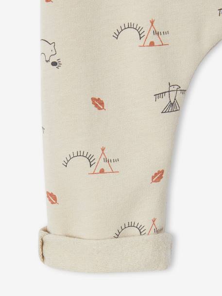 Trousers in Cotton Fleece, for Newborn Babies BEIGE LIGHT ALL OVER PRINTED+clay beige+Dark Blue+Light Grey+tomato red 