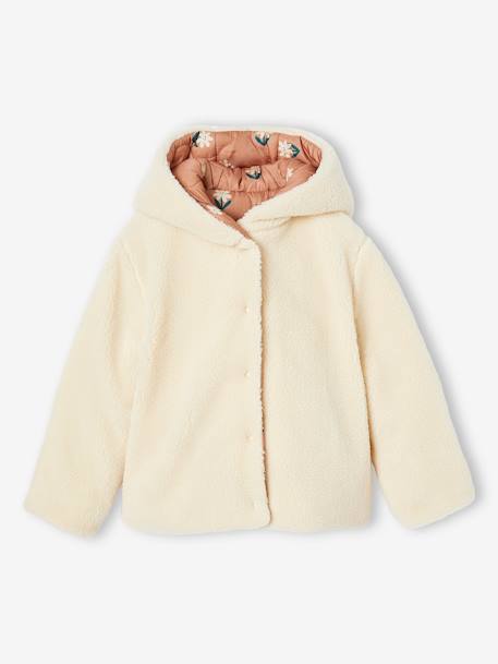 Reversible Padded Jacket with Hood, in Sherpa or Quilted, for Girls hazel 