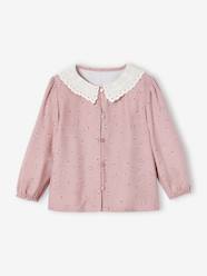 Baby-Blouses & Shirts-Printed Blouse with Embroidered Collar for Babies