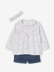 Baby-Outfits-3-Piece Outfit: Top, Corduroy Shorts & Hairband