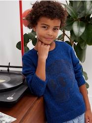 Boys-Cardigans, Jumpers & Sweatshirts-Jumpers-Marl Knit Jumper with Animation on the Front for Boys