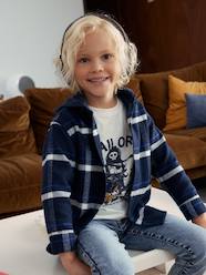 -Hooded Flannel Shirt with Large Checks for Boys