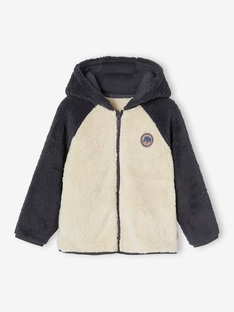 Sherpa Jacket with Zip & Hood for Boys beige 