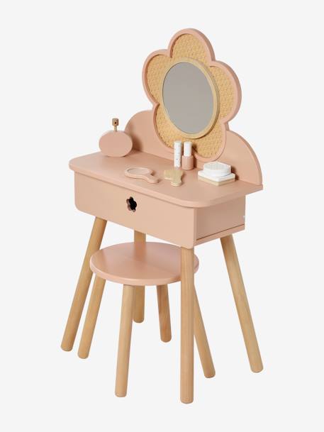 FSC®100% Straw Dressing Table + Accessories, in Certified Wood rose+white 