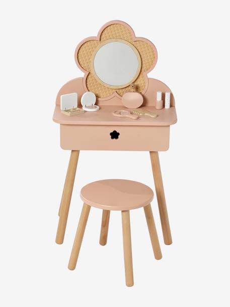 FSC®100% Straw Dressing Table + Accessories, in Certified Wood rose+white 