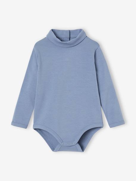 Pack of 2 Bodysuits with Polo Neck for Babies crystal blue+ecru 