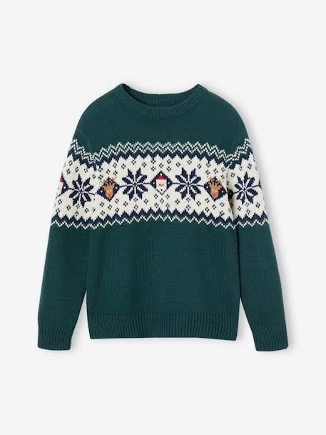 Christmas Special Jacquard Knit Jumper for Children, Family Capsule Collection fir green+red 