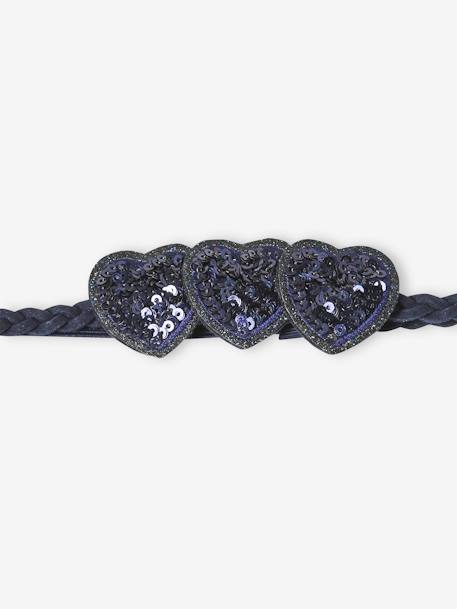 Headband with Sequin Heart for Girls navy blue 