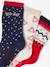 Christmas Gift Box with 3 Pairs of Santa Socks for Girls red 