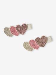 Girls-Accessories-Set of 2 Glittery Heart Hair Clips for Girls