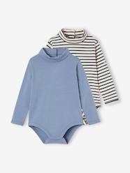 Baby-T-shirts & Roll Neck T-Shirts-T-Shirts-Pack of 2 Bodysuits with Polo Neck for Babies