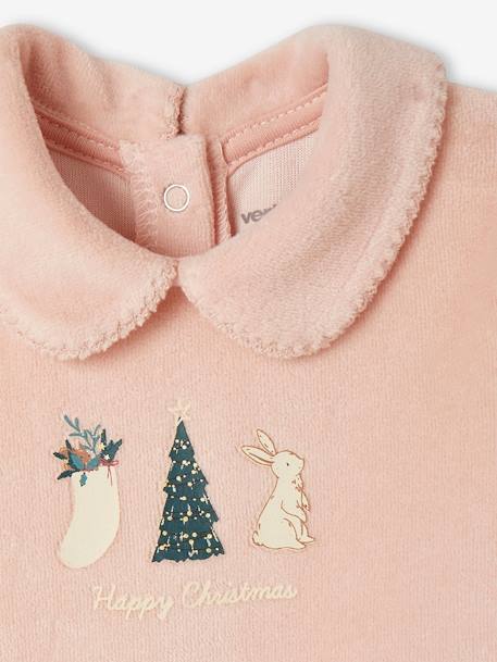 Velour Christmas Pyjamas for Babies rosy 