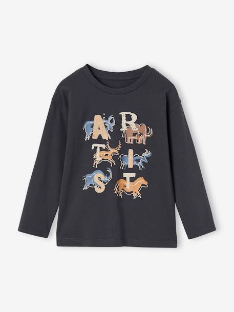 Prehistoric Artist Top with Embroidered Details for Boys anthracite 