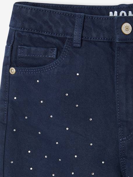 Mom Fit Trousers with Diamanté for Girls navy blue 