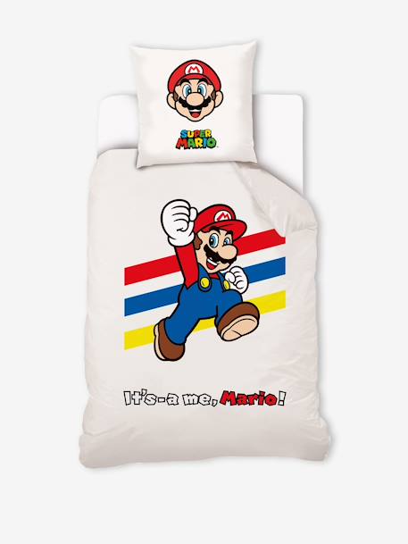 Super Mario® & Luigi Duvet Cover + Pillowcase Set for Children white 
